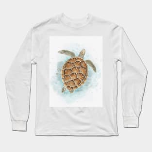 Trutleo watercolor painted illustration Long Sleeve T-Shirt